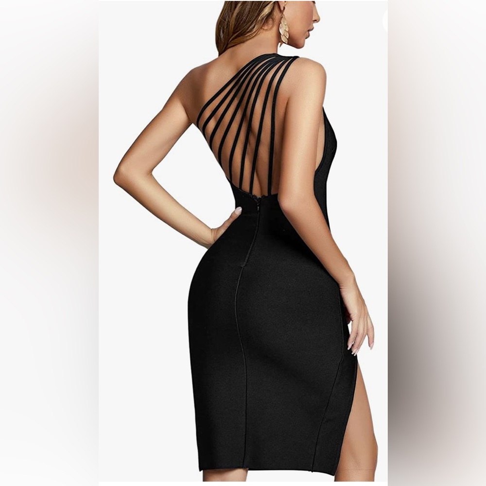 Mid-length one shoulder black dress in size xs